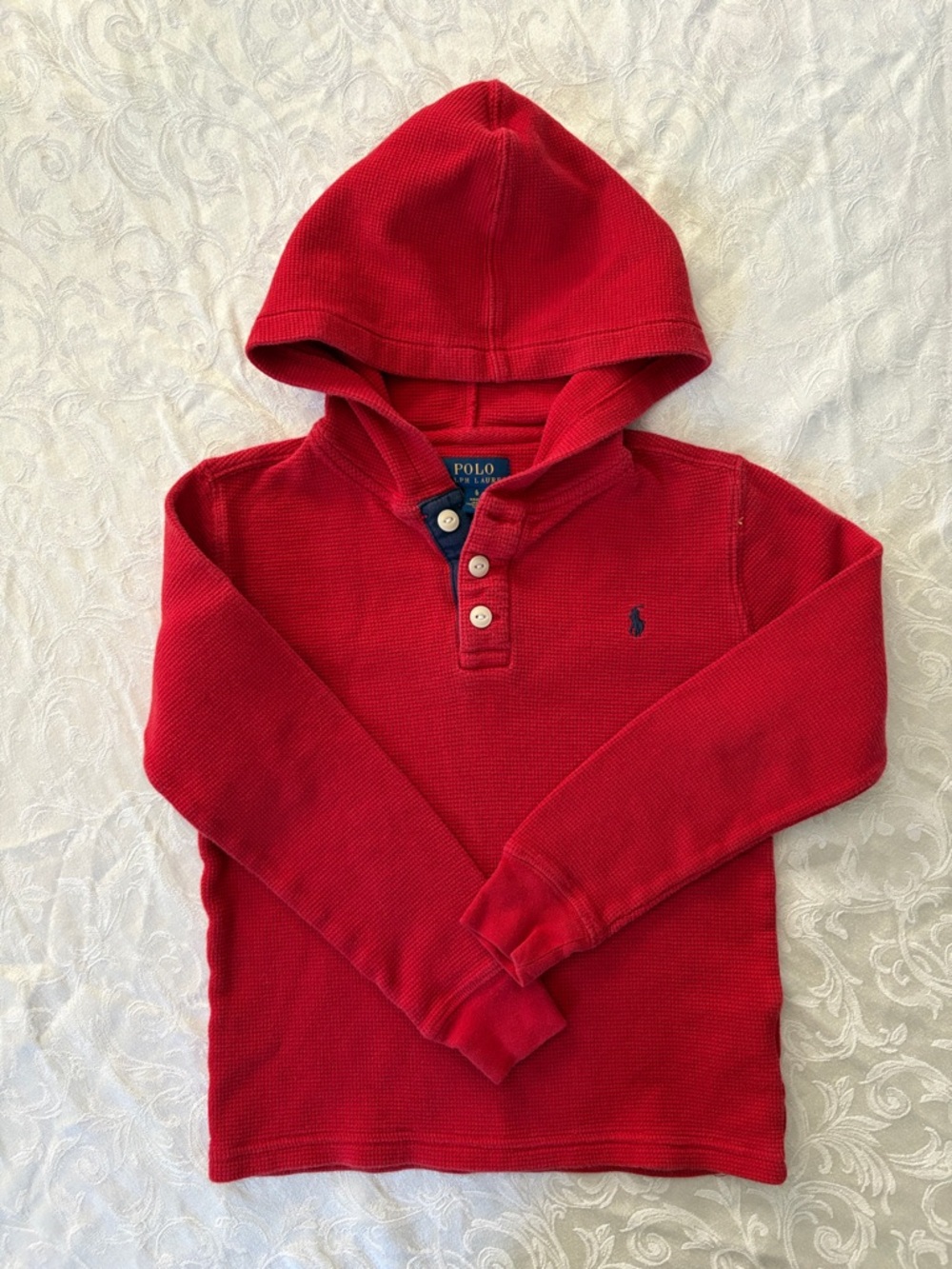 Ralph Lauren red polo hoodie, boys size 6 - Picture 4 of 4